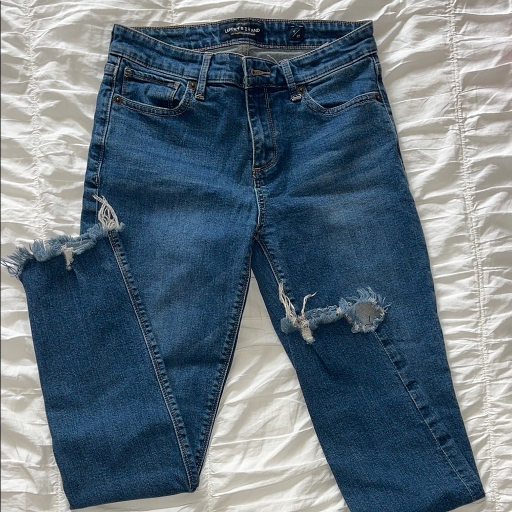 Lucky Brand Blue Boyfriend Jeans Distressed